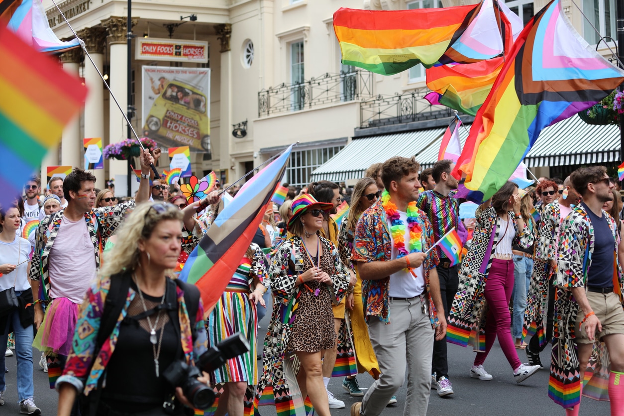 London, England - July 02: A general view of the crowds at Pride in London 2022.