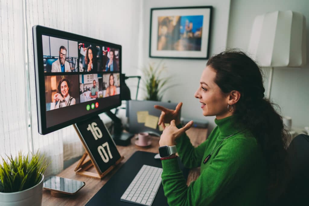 Business meeting on video call